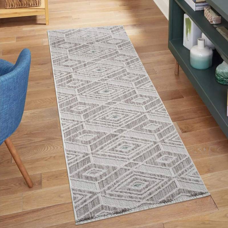 Carpet City Teppich »LINDO 8875«, rechteckig, 11 mm Höhe, Kurzflor, Hochtief-Muster/ 3D-Effekt, Fransen, Boho-Stil, Wohnzimmer von Carpet City