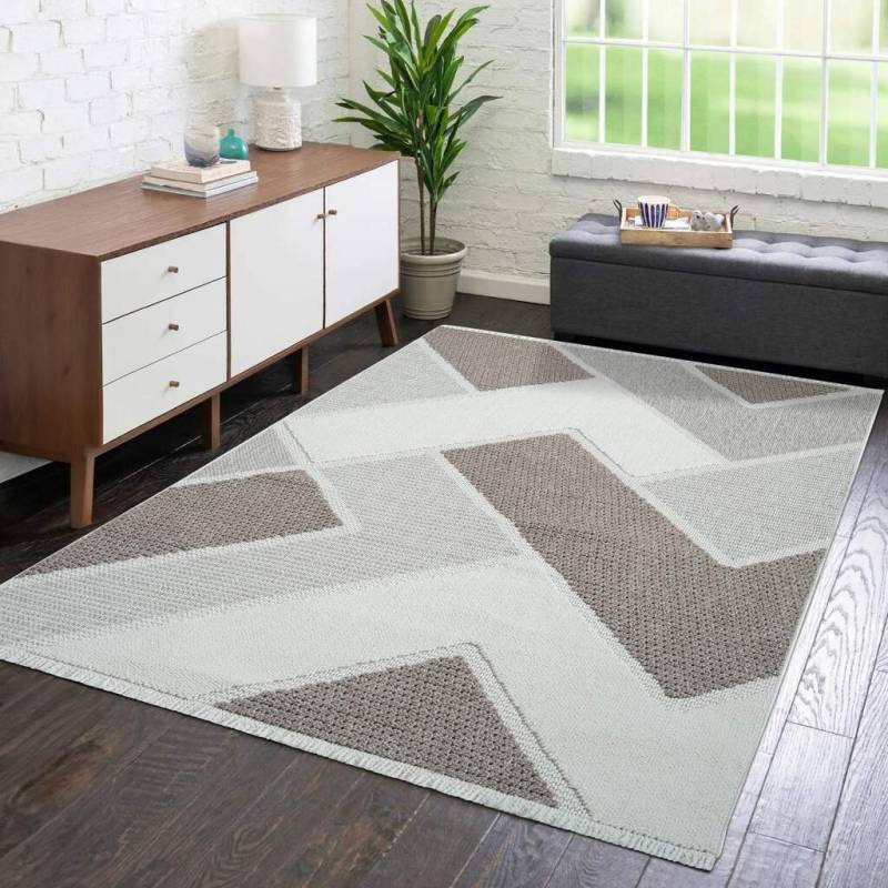 Carpet City Teppich »LINDO 8877«, rechteckig, 11 mm Höhe, Kurzflor, Hochtief-Muster/ 3D-Effekt, Fransen, Boho-Stil, Wohnzimmer von Carpet City