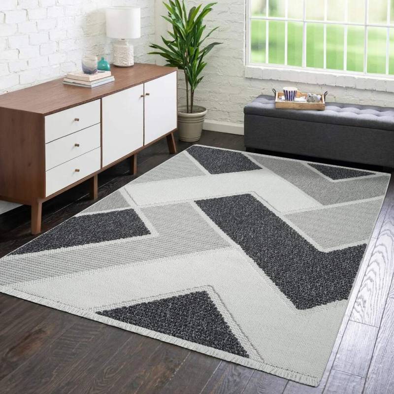 Carpet City Teppich »LINDO 8877«, rechteckig, 11 mm Höhe, Kurzflor, Hochtief-Muster/ 3D-Effekt, Fransen, Boho-Stil, Wohnzimmer von Carpet City