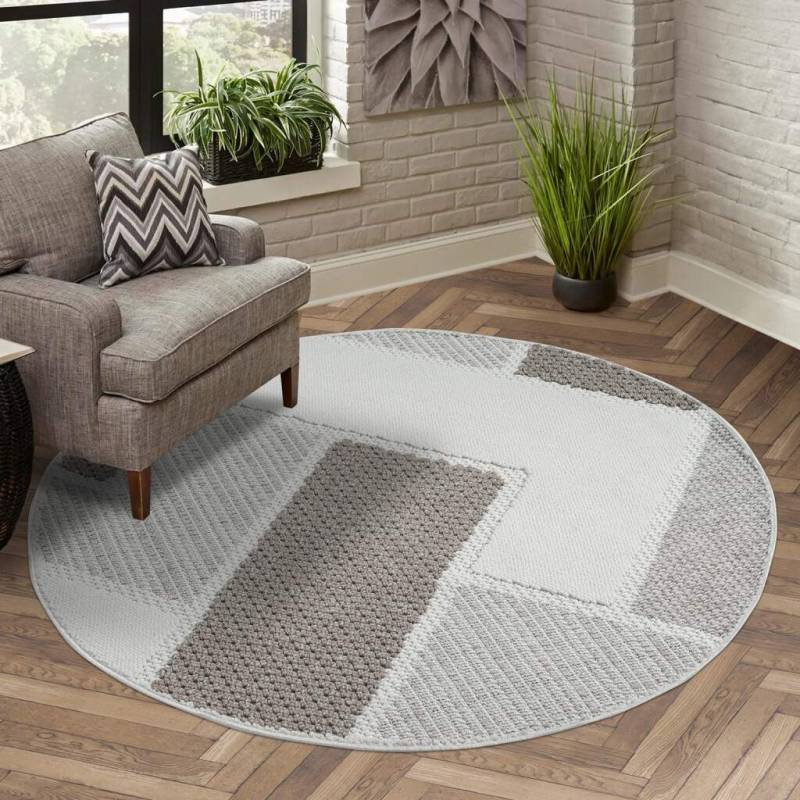 Carpet City Teppich »LINDO 8877«, rund, 11 mm Höhe, Kurzflor, Hochtief-Muster/ 3D-Effekt, Boho-Stil, Wohnzimmer von Carpet City