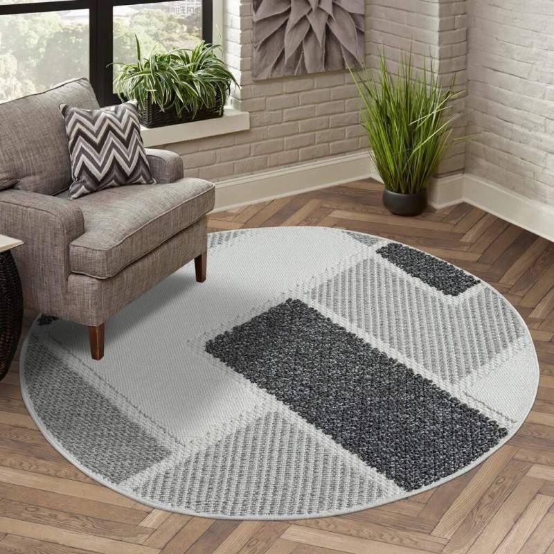 Carpet City Teppich »LINDO 8877«, rund, 11 mm Höhe, Kurzflor, Hochtief-Muster/ 3D-Effekt, Boho-Stil, Wohnzimmer von Carpet City