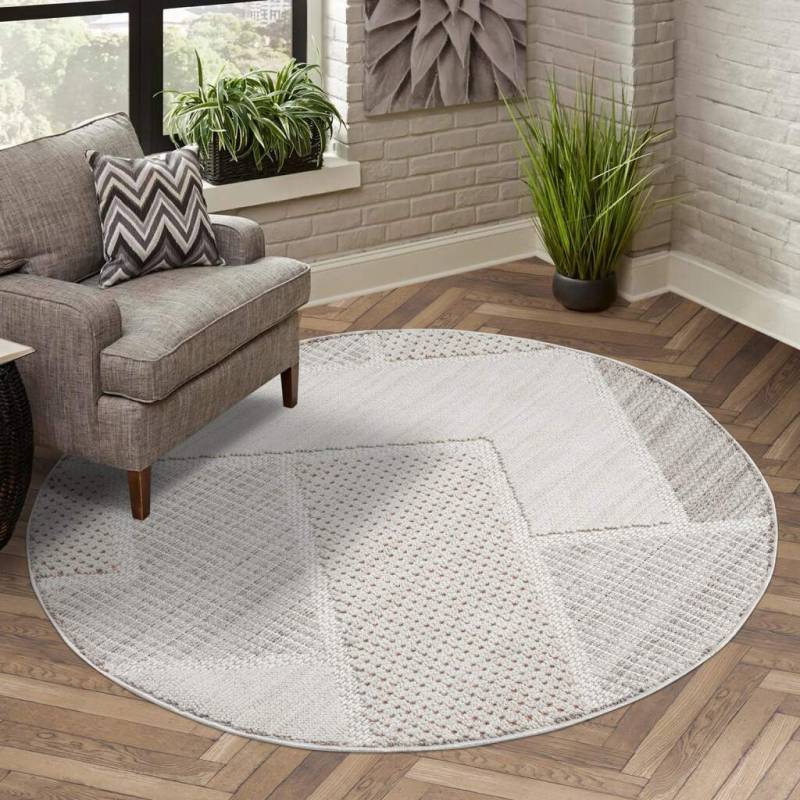 Carpet City Teppich »LINDO 8877«, rund, 11 mm Höhe, Kurzflor, Hochtief-Muster/ 3D-Effekt, Boho-Stil, Wohnzimmer von Carpet City
