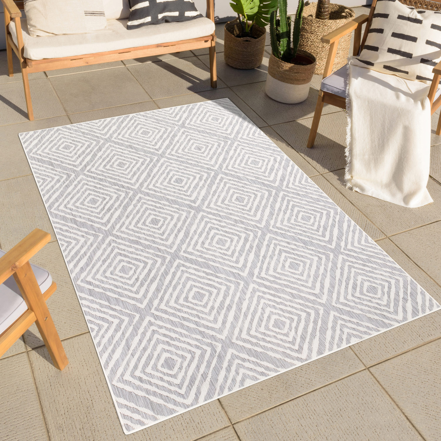 Carpet City Outdoorteppich »Outdoor 464«, rechteckig, 5 mm Höhe, Läufer, UV-beständig, Flachgewebe, auch quadratisch, In- und Outdoor von Carpet City