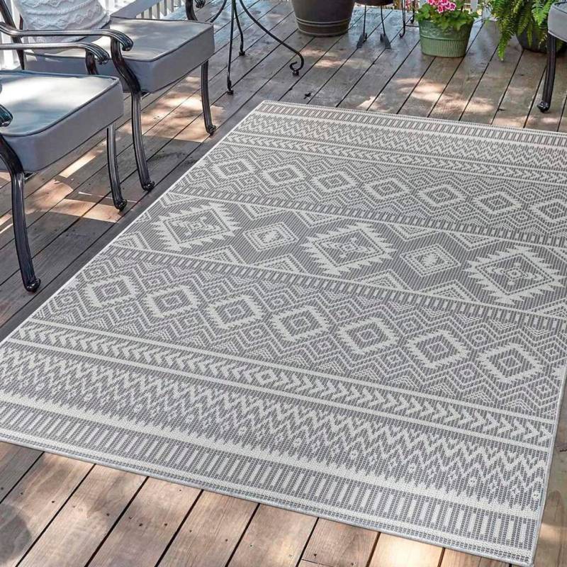 Carpet City Outdoorteppich »PALM 3522«, rechteckig, 5 mm Höhe, Läufer, Wetterfest & UV-beständig, für Balkon, Terrasse, Küche, flach von Carpet City