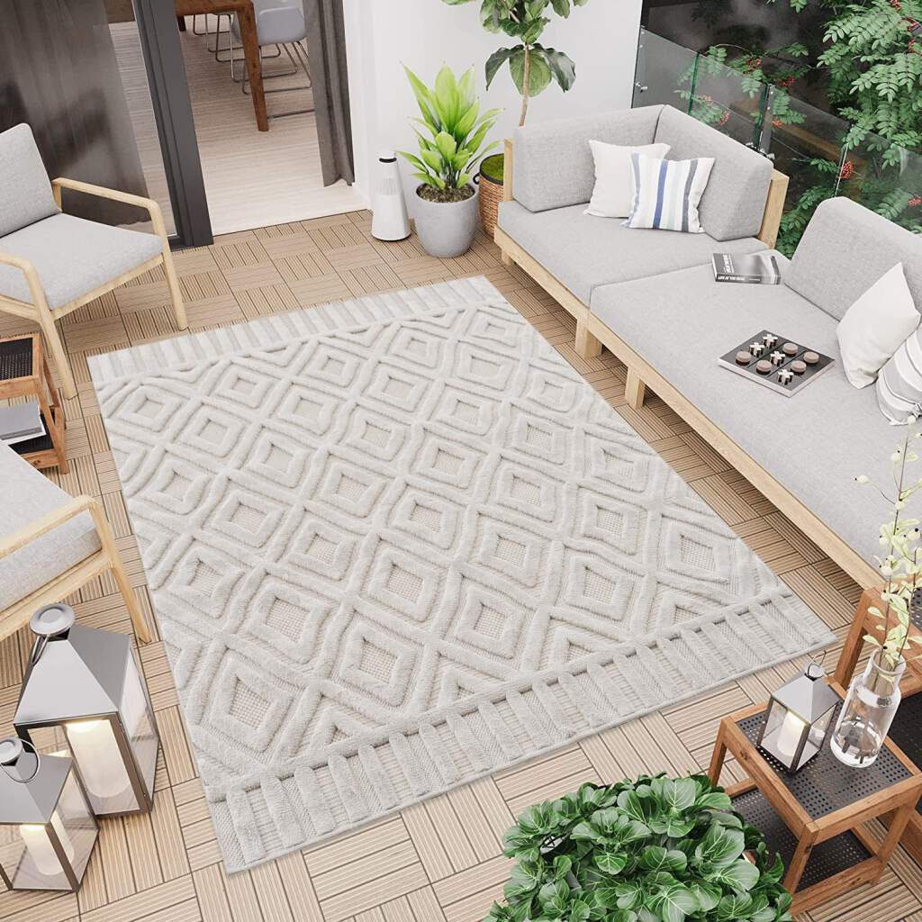 Carpet City Teppich »In-& Outdoorteppich Santorini 58377, 3D-Effekt, Raute-Optik«, rechteckig von Carpet City