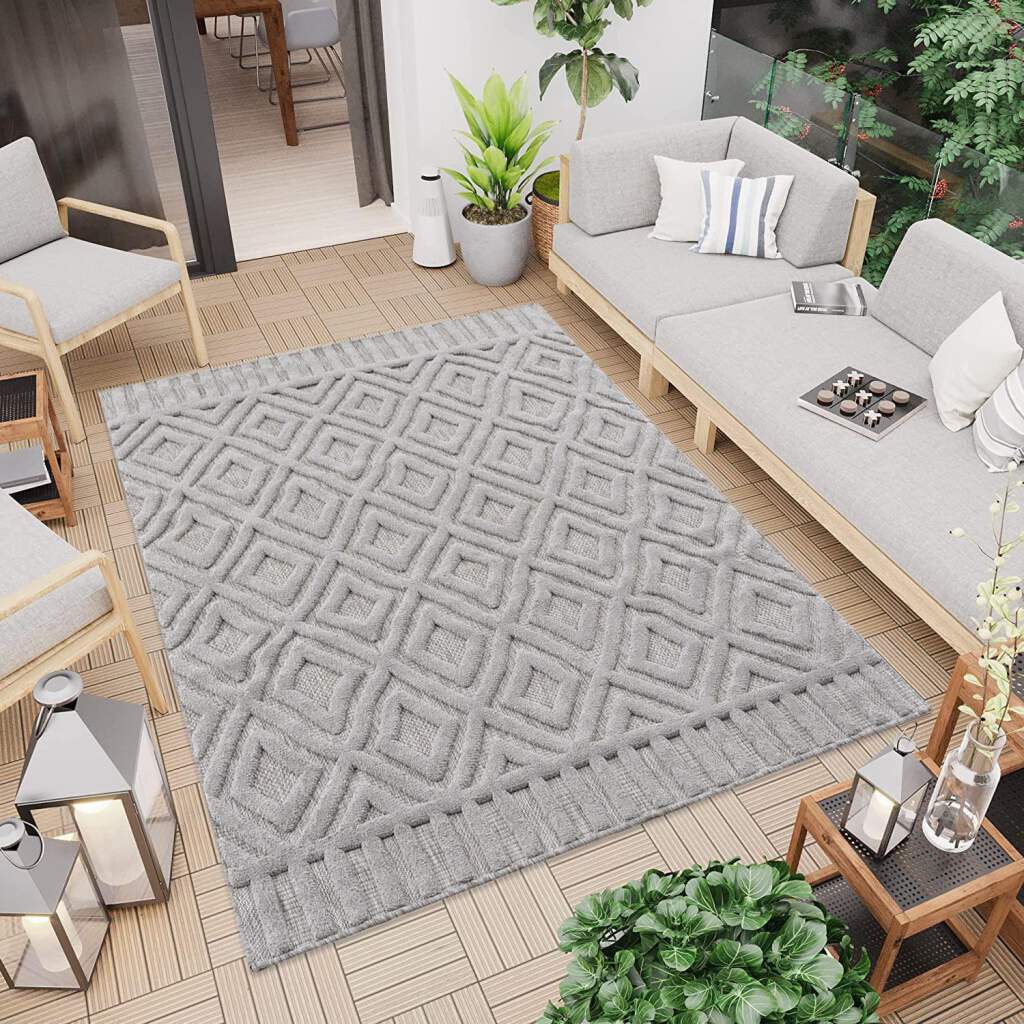 Carpet City Teppich »In-& Outdoorteppich Santorini 58377, 3D-Effekt, Raute-Optik«, rechteckig von Carpet City