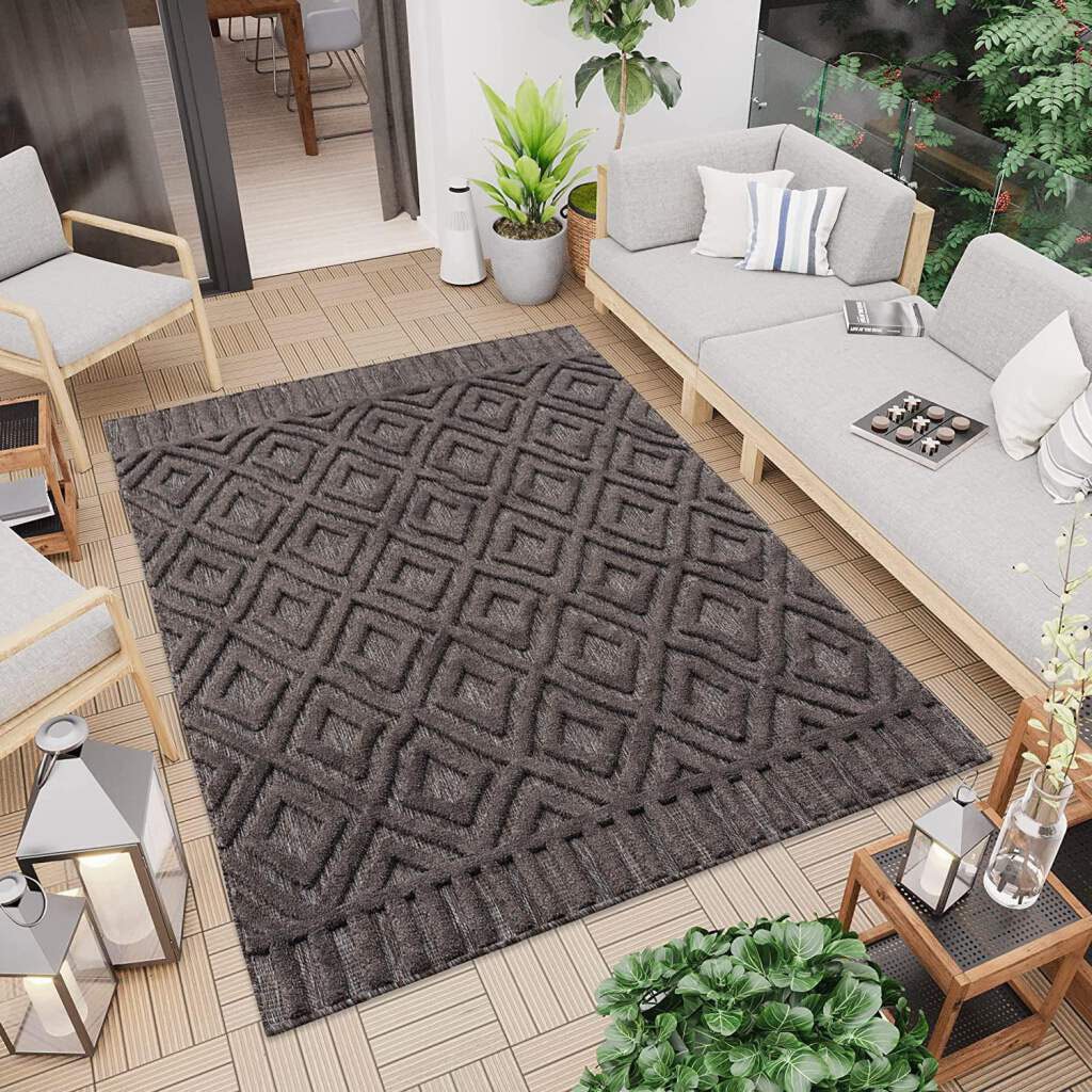 Carpet City Teppich »In-& Outdoorteppich Santorini 58377, 3D-Effekt, Raute-Optik«, rechteckig, 5 mm Höhe, Wetterfest & UV-beständig für Terrasse, Balkon, Küche, Flur Carpet City Teppich »In-& Outdoorteppich Santorini 58377, 3D-Effekt, Raute-Optik«, rechteckig, 5 mm Höhe, Wetterfest & UV-beständig für Terrasse, Balkon, Küche, Flur von Carpet City