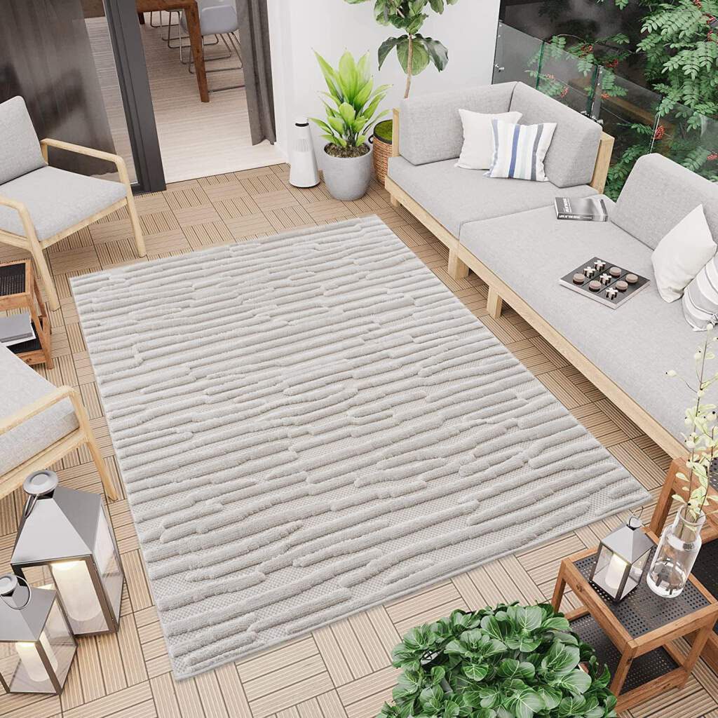 Carpet City Teppich »In-& Outdoorteppich Santorini 58394, 3D-Effekt, Streifen«, rechteckig von Carpet City