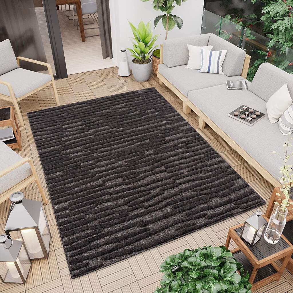 Carpet City Teppich »In-& Outdoorteppich Santorini 58394, 3D-Effekt, Streifen«, rechteckig von Carpet City