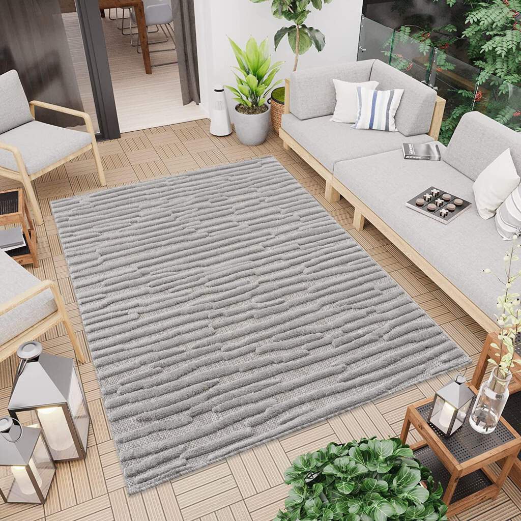Carpet City Teppich »In-& Outdoorteppich Santorini 58394, 3D-Effekt, Streifen«, rechteckig von Carpet City