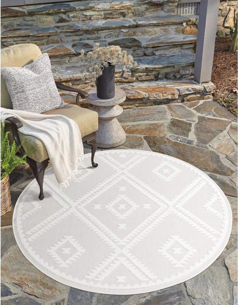 Carpet City Teppich »In-& Outdoorteppich Santorini 454, 3D-Effekt, Raute-Optik«, rund von Carpet City