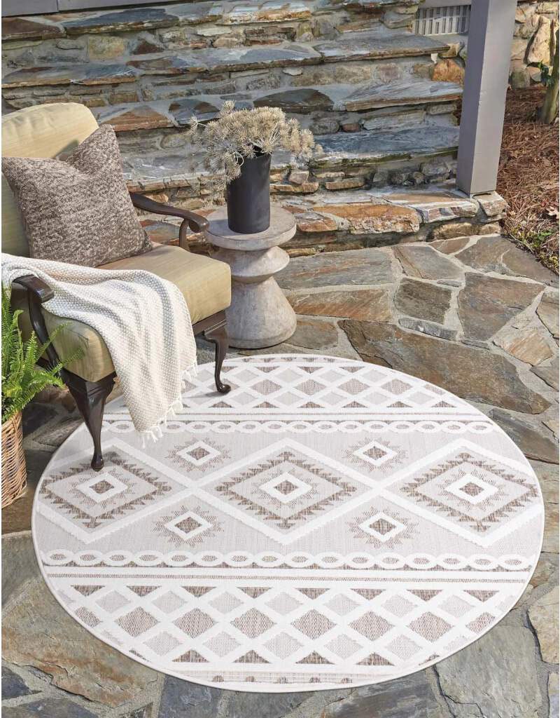 Carpet City Teppich »In-& Outdoorteppich Santorini 435, 3D-Effekt, Boho-Look«, rund von Carpet City