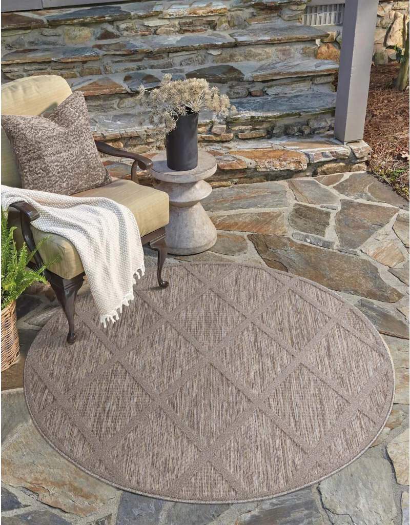 Carpet City Teppich »In-& Outdoorteppich Santorini 457, 3D-Effekt, Raute-Look«, rund von Carpet City