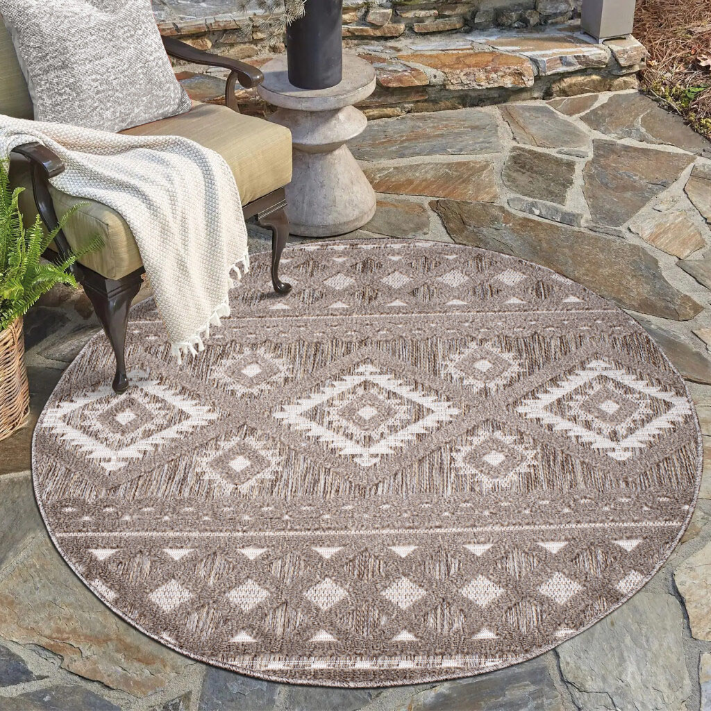 Carpet City Teppich »In-& Outdoorteppich Santorini 435, 3D-Effekt, Boho-Look«, rund von Carpet City
