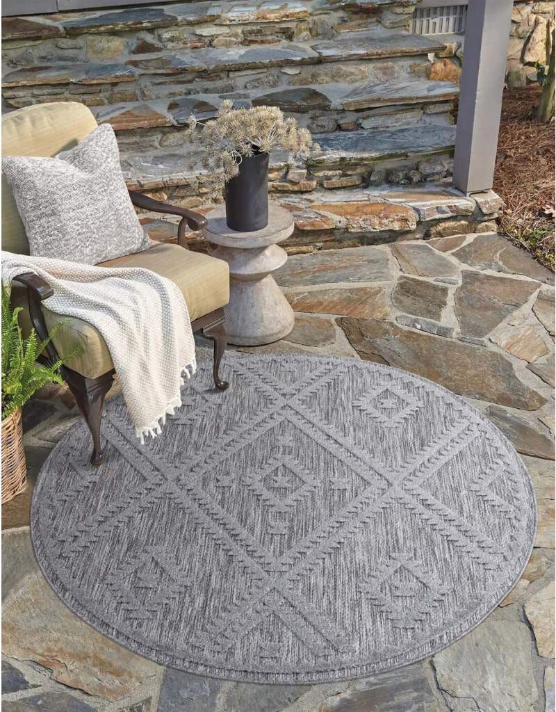 Carpet City Teppich »In-& Outdoorteppich Santorini 454, 3D-Effekt, Raute-Optik«, rund von Carpet City