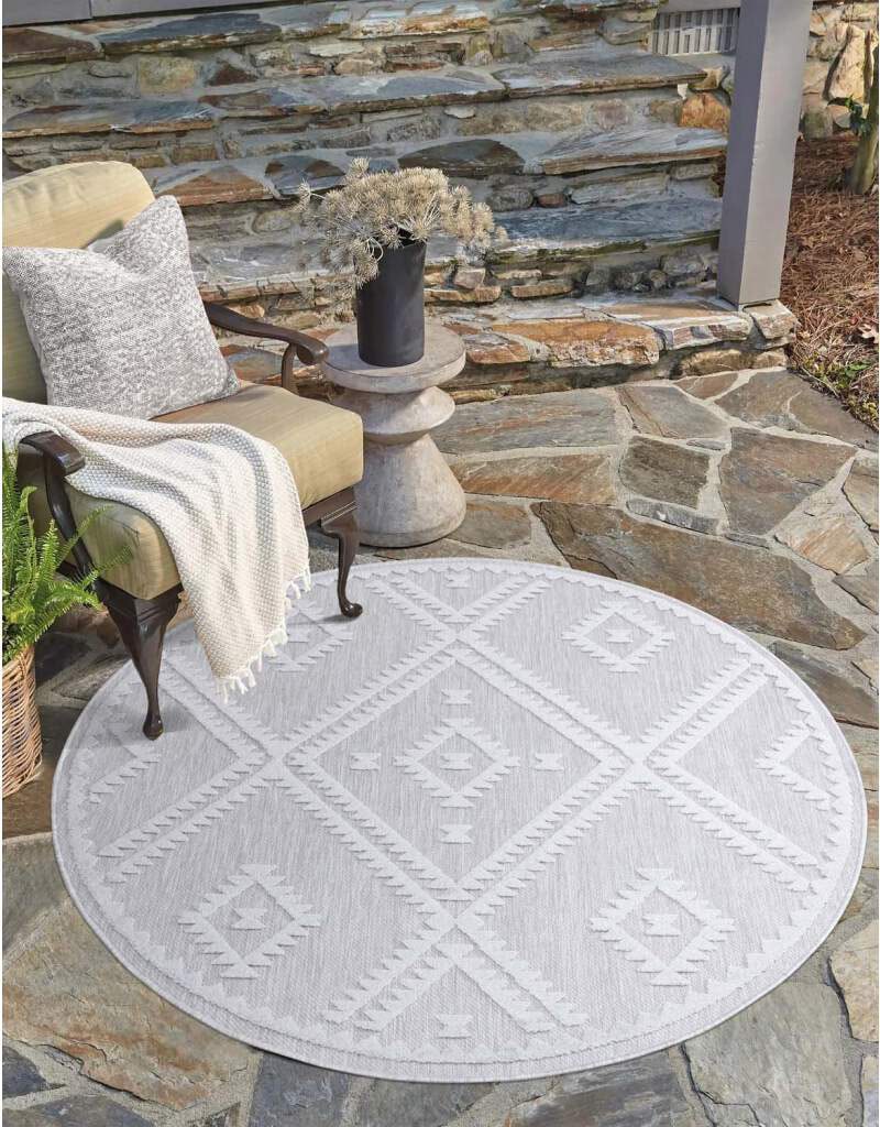 Carpet City Teppich »In-& Outdoorteppich Santorini 454, 3D-Effekt, Raute-Optik«, rund von Carpet City