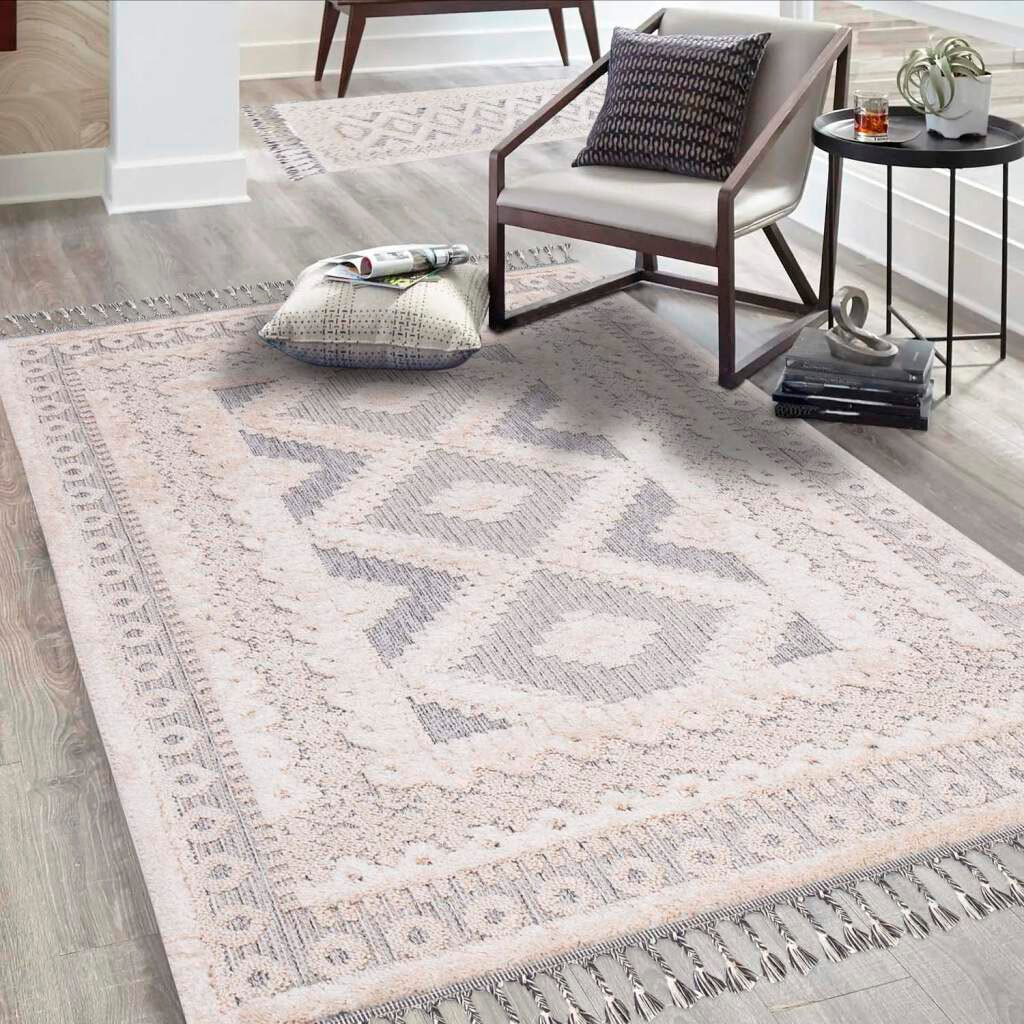 Carpet City Hochflor-Teppich »Valencia 730«, rechteckig, 20 mm Höhe, Läufer, Boho-Stil, 3D-Effekt, Relief, Hoch-Tief-Struktur, mit Fransen von Carpet City