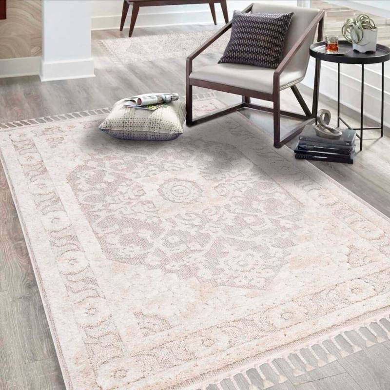 Carpet City Hochflor-Teppich »Valencia 732«, rechteckig, 20 mm Höhe, Läufer, Boho-Stil, 3D-Effekt, Relief, Hoch-Tief-Struktur, mit Fransen von Carpet City