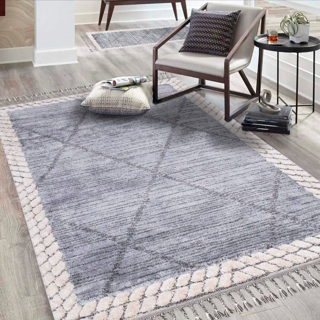Carpet City Hochflor-Teppich »Valencia 909«, rechteckig, 20 mm Höhe, Läufer, Boho-Stil, 3D-Effekt, Relief, Hoch-Tief-Struktur, mit Fransen von Carpet City