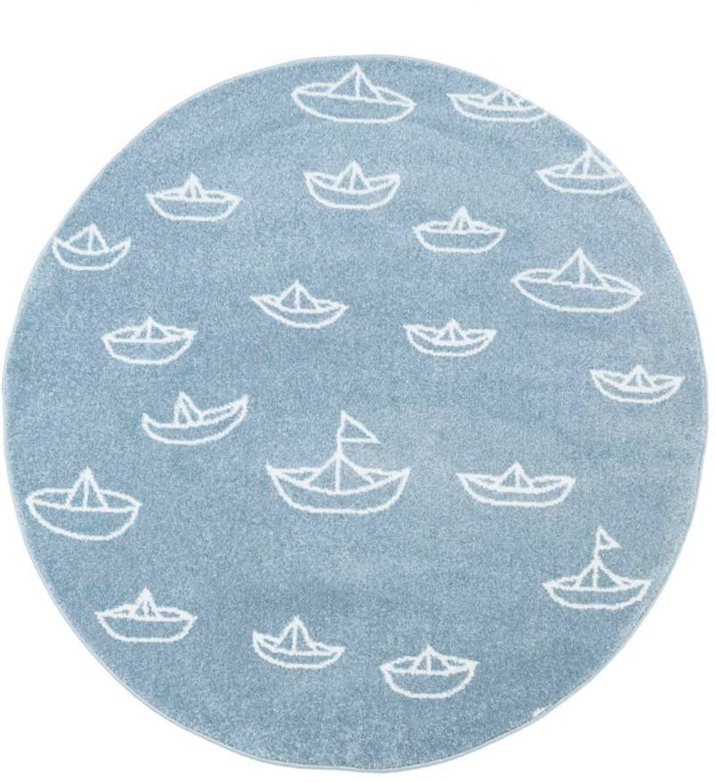 Carpet City Kinderteppich »Bueno Kids 1457«, rund, 13 mm Höhe, Spielteppich, Segelboote, Weicher Flor, Pflegeleicht, Kinderzimmer von Carpet City