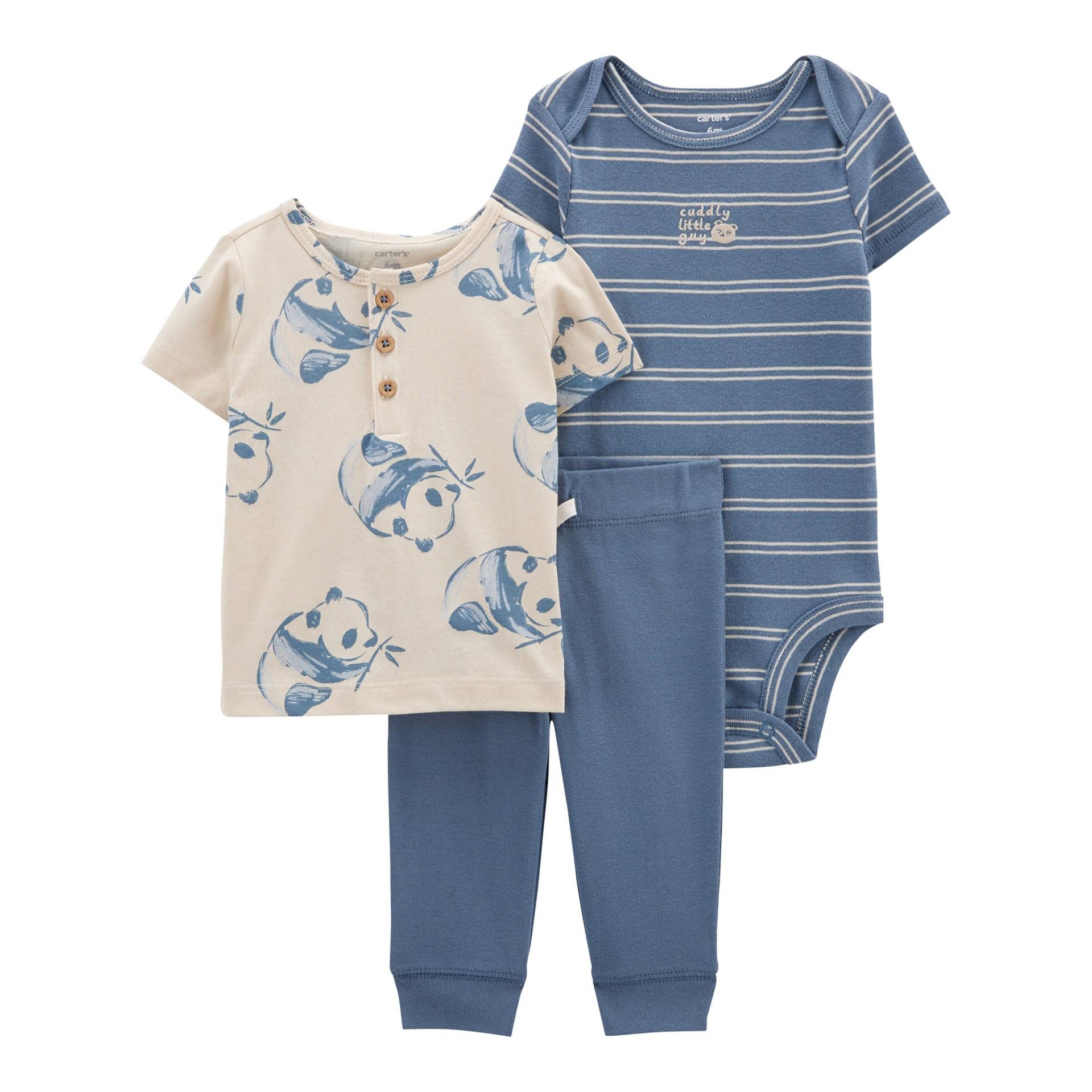 3-tlg. Set Body kurzarm, T-Shirt und Jogginghose Ringel Pandas von Carter's