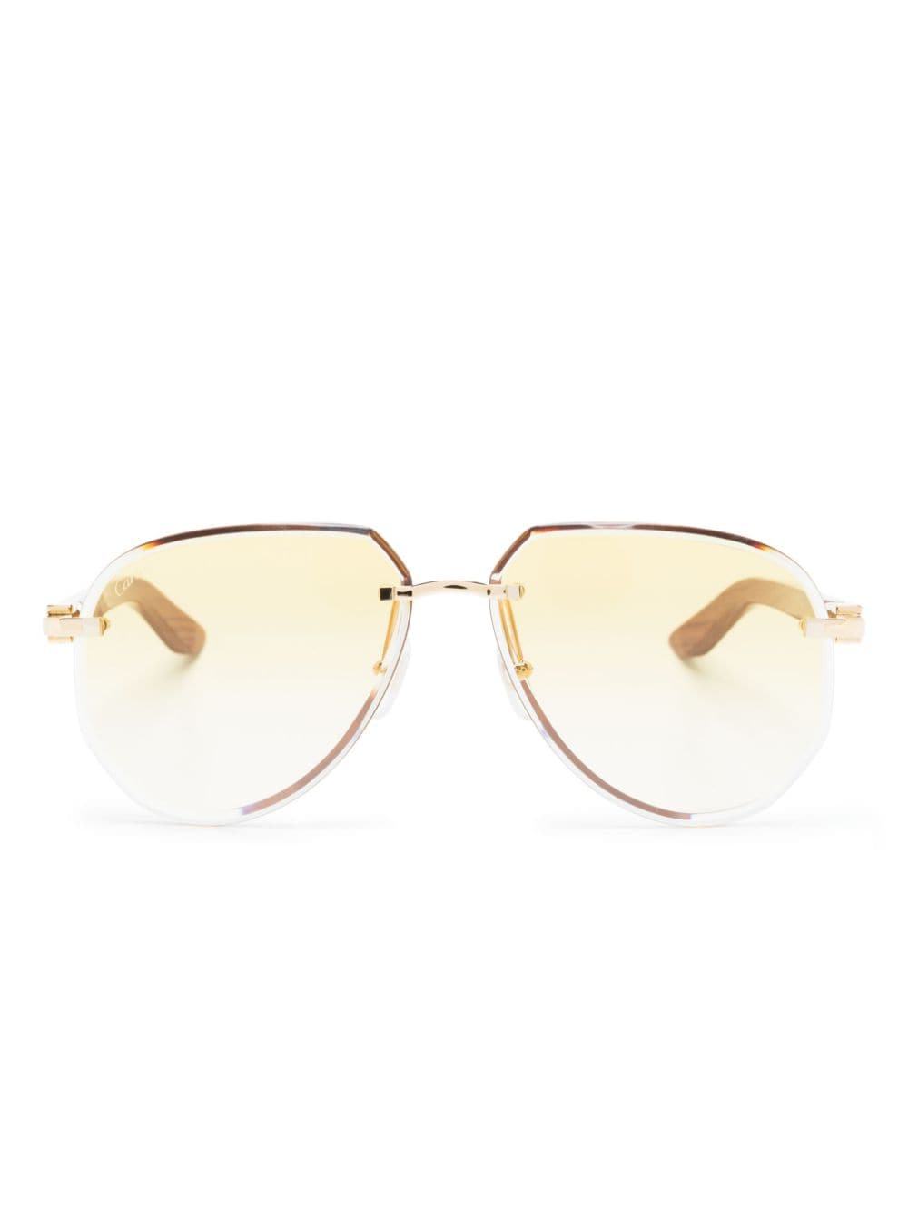 Cartier Eyewear C Decor pilot-frame sunglasses - Yellow von Cartier Eyewear