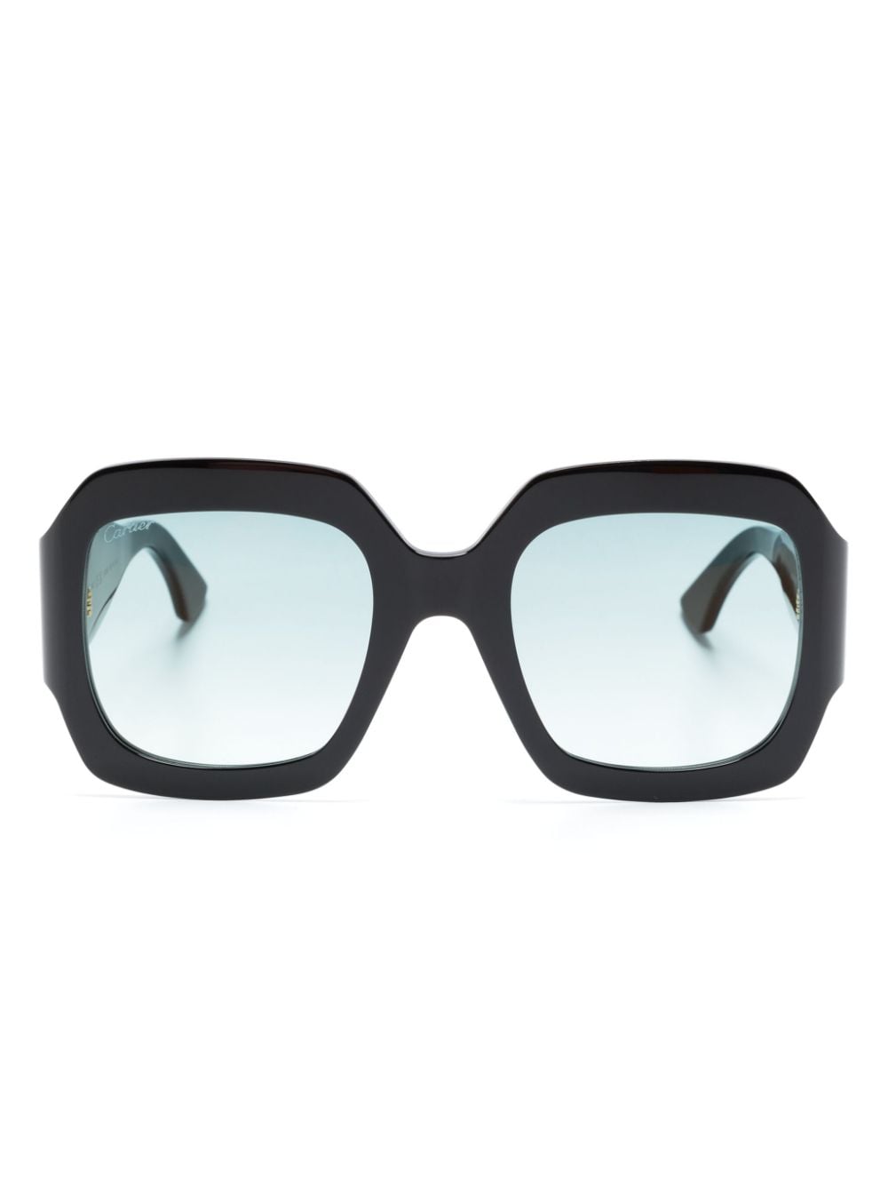 Cartier Eyewear enamelled-logo geometric-frame sunglasses - Black von Cartier Eyewear