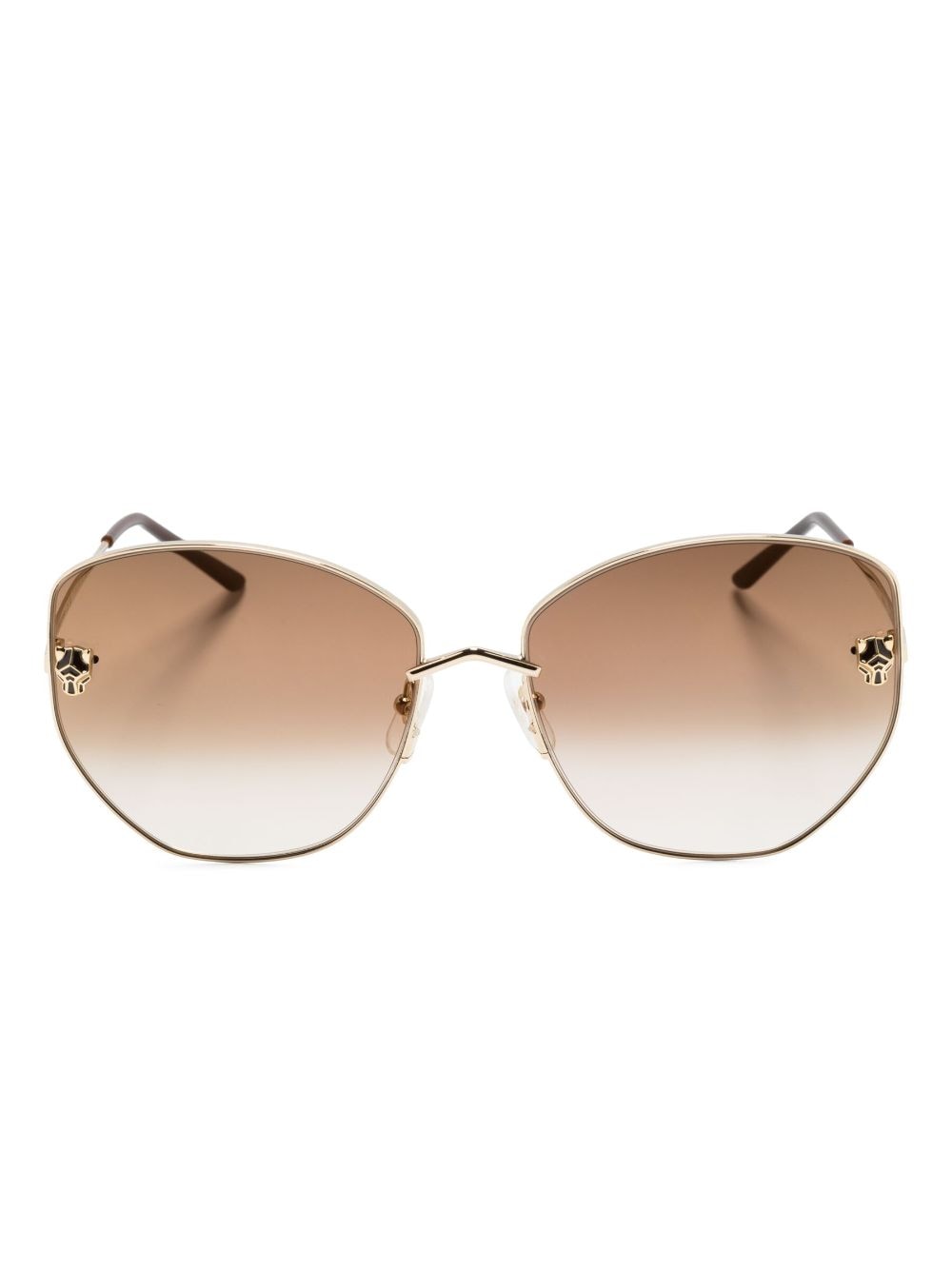 Cartier Eyewear geometric-frame logo-plaque sunglasses - Gold von Cartier Eyewear