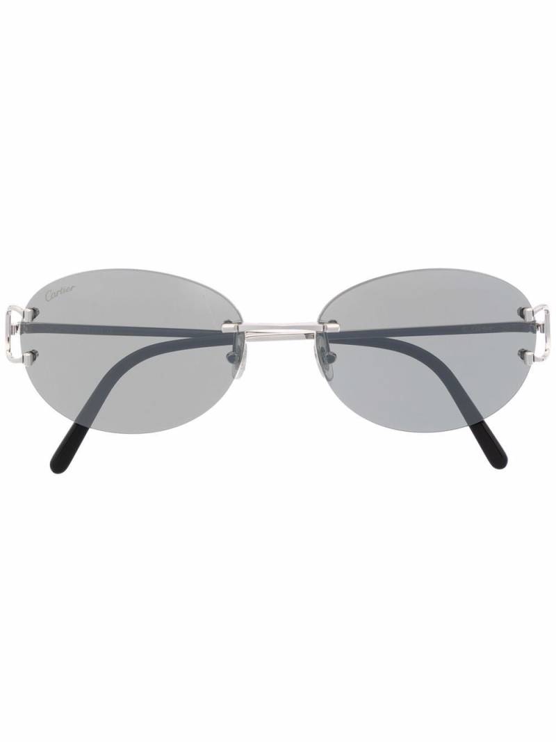 Cartier Eyewear logo-engraved oval sunglasses - Silver von Cartier Eyewear