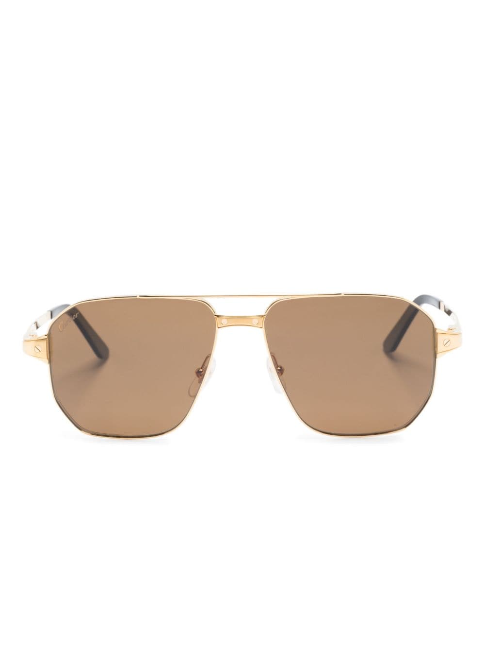 Cartier Eyewear logo-engraved pilot-frame sunglasses - Gold von Cartier Eyewear