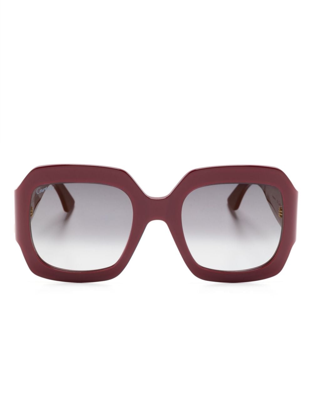 Cartier Eyewear logo-plaque geometric-frame sunglasses - Red von Cartier Eyewear