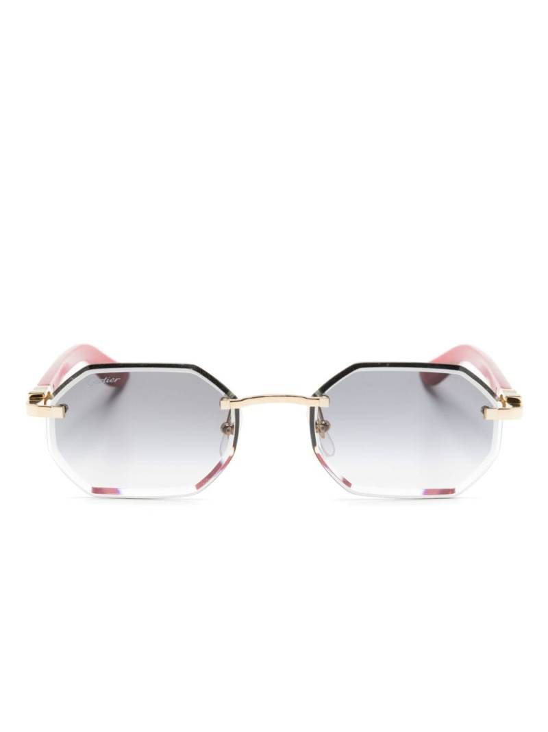 Cartier Eyewear logo-plaque geometric-frame sunglasses - Red von Cartier Eyewear