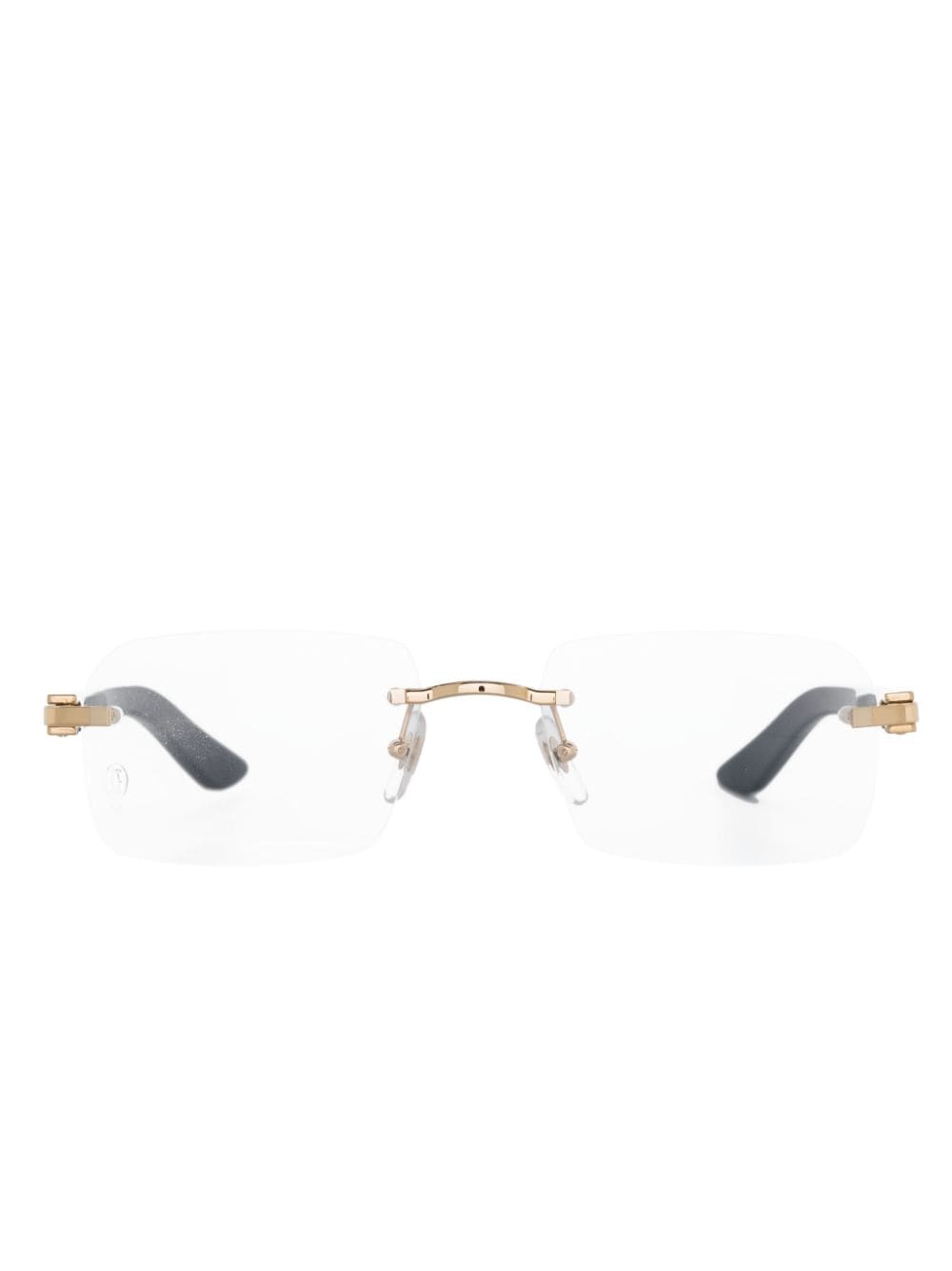 Cartier Eyewear logo-plaque rectangle-frame glasses - Black von Cartier Eyewear