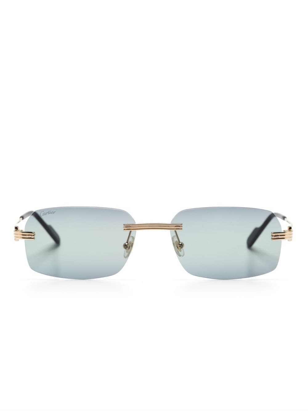 Cartier Eyewear logo-plaque rectangle-frame sunglasses - Gold von Cartier Eyewear