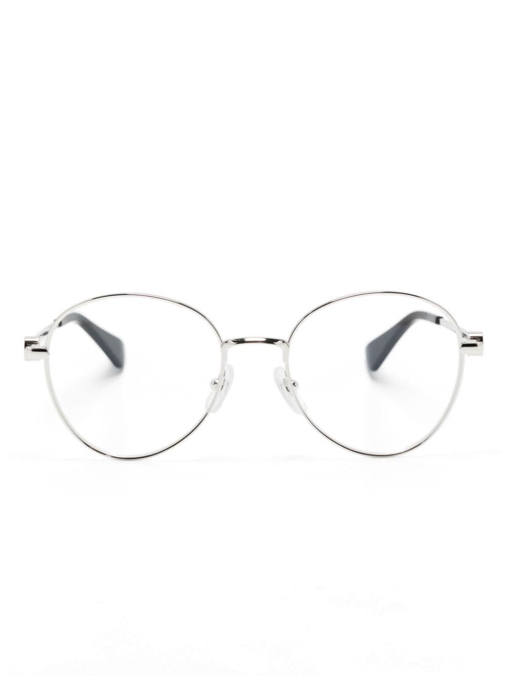 Cartier Eyewear logo-plaque round-frame glasses - Silver von Cartier Eyewear