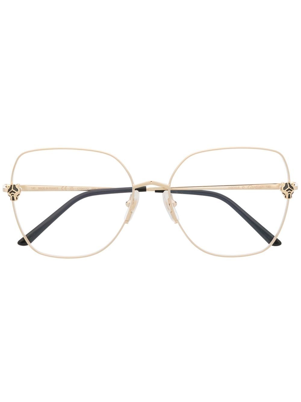 Cartier Eyewear oversized engraved-detail glasses - Gold von Cartier Eyewear