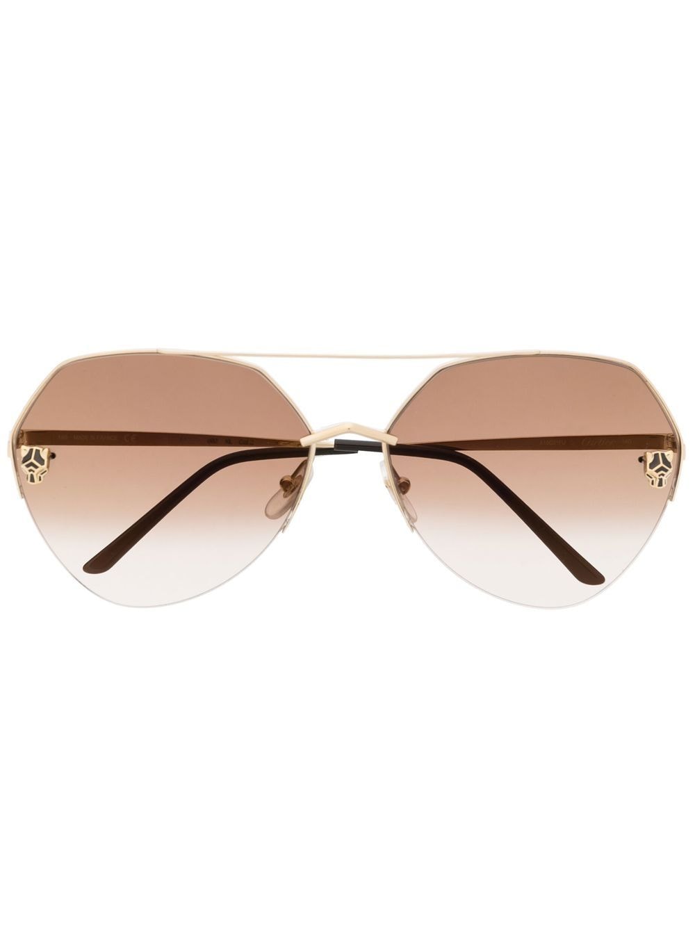 Cartier Eyewear panther head-detail sunglasses - Gold von Cartier Eyewear