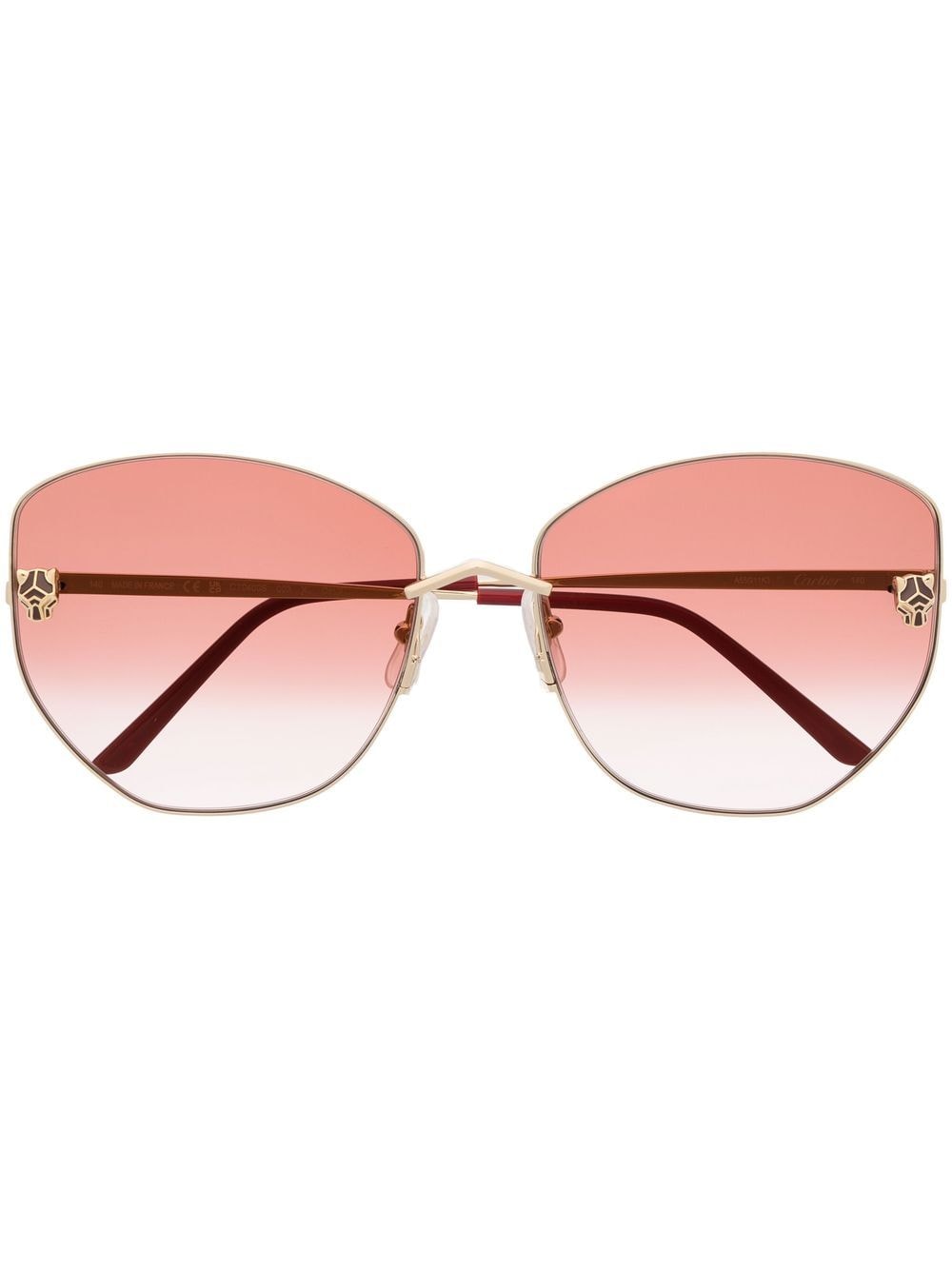 Cartier Eyewear panther-plaque butterfly-frame sunglasses - Gold von Cartier Eyewear