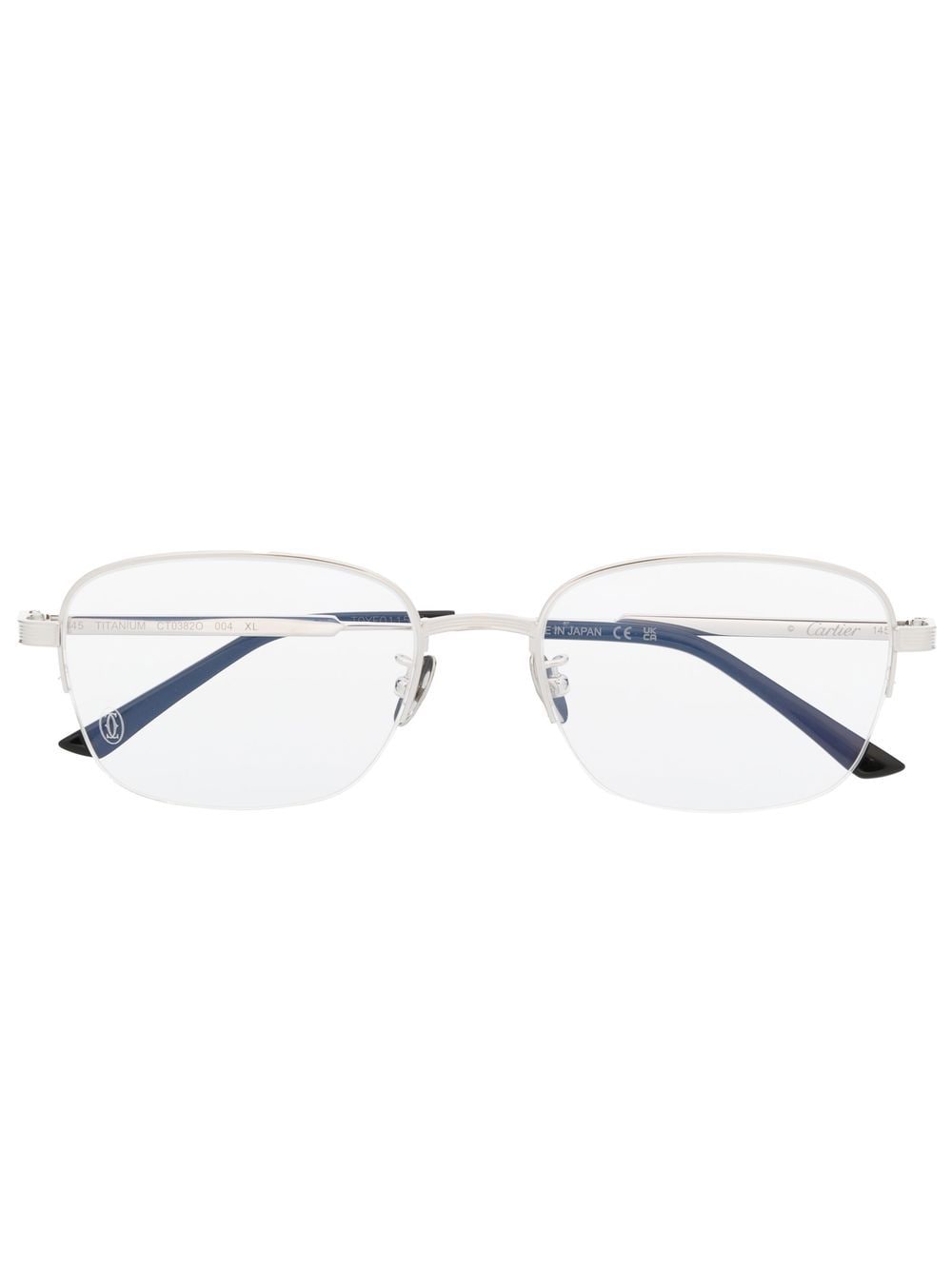 Cartier Eyewear square-frame engraved-logo glasses - Silver von Cartier Eyewear