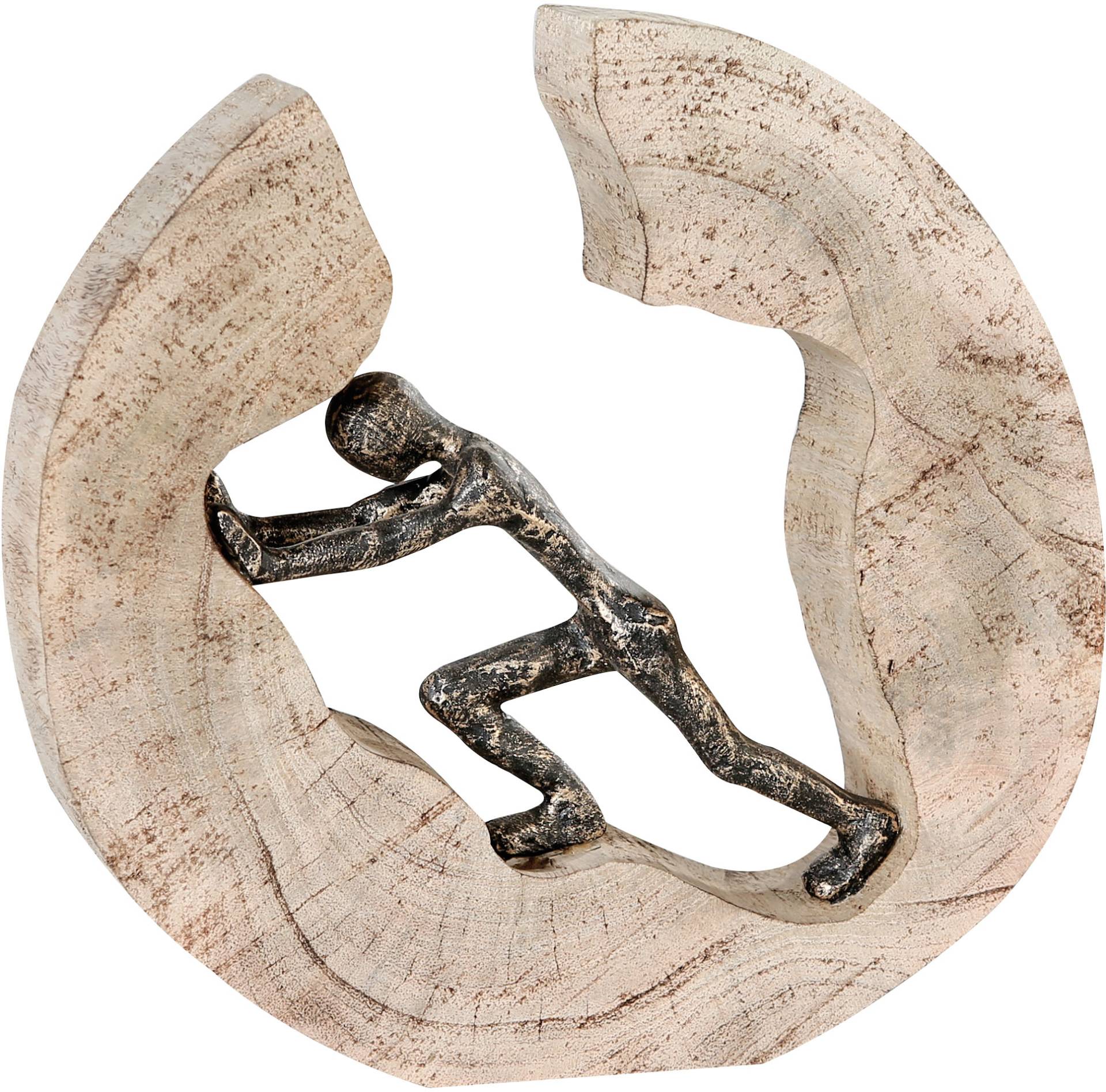 Casablanca by Gilde Dekofigur »Skulptur Pushing«, Dekoobjekt, Höhe 29 cm, aus Metall und Holz-Baumscheibe, Wohnzimmer Casablanca by Gilde Dekofigur »Skulptur Pushing«, Dekoobjekt, Höhe 29 cm, aus Metall und Holz-Baumscheibe, Wohnzimmer von Casablanca by Gilde