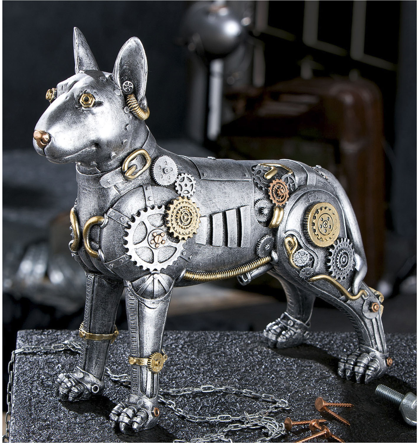 Casablanca by Gilde Tierfigur »Skulptur "Steampunk pitbull"« von Casablanca by Gilde