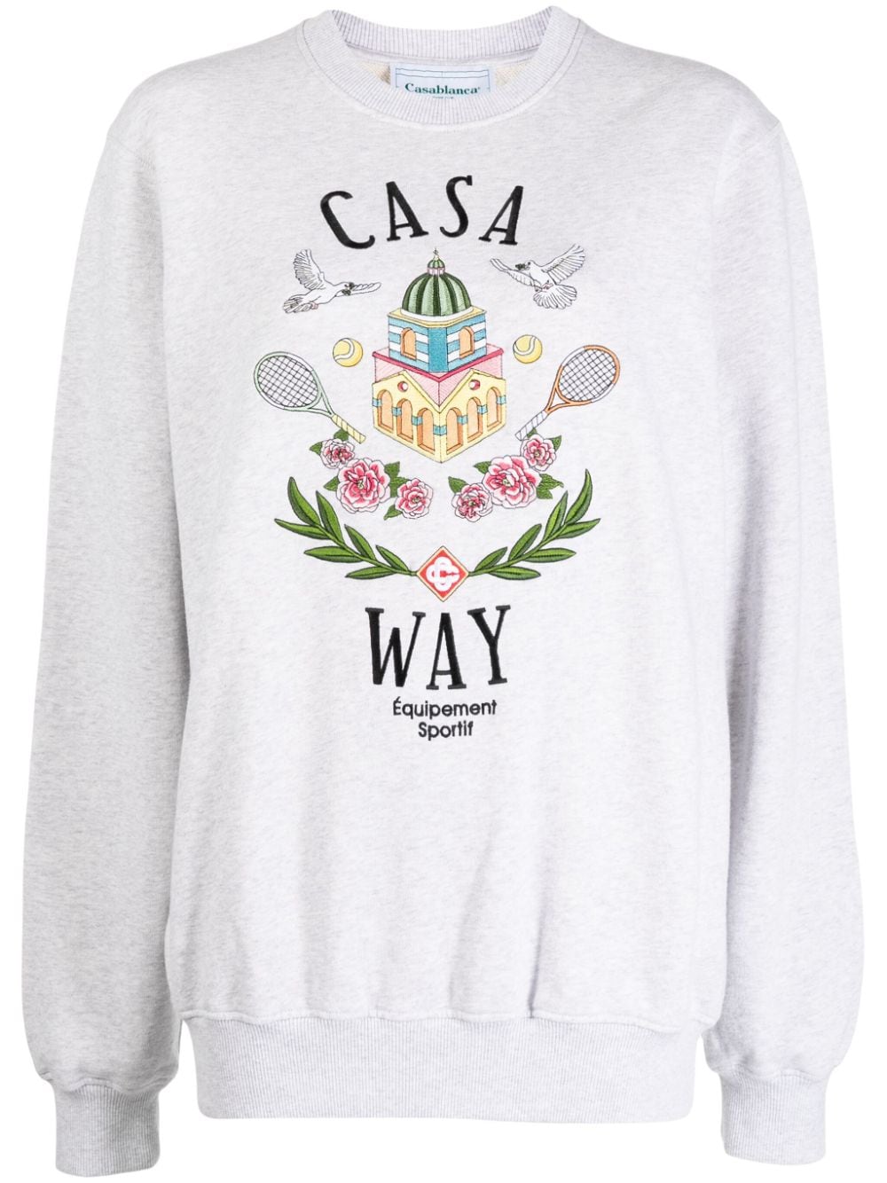 Casablanca Casa Way-embroidered cotton sweatshirt - Grey von Casablanca