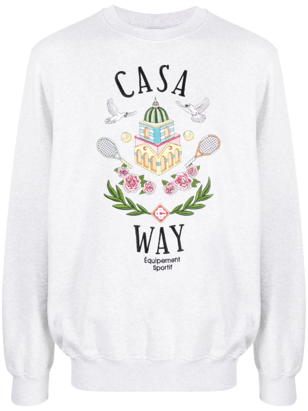 Casablanca Casa Way-embroidered cotton sweatshirt - Grey von Casablanca