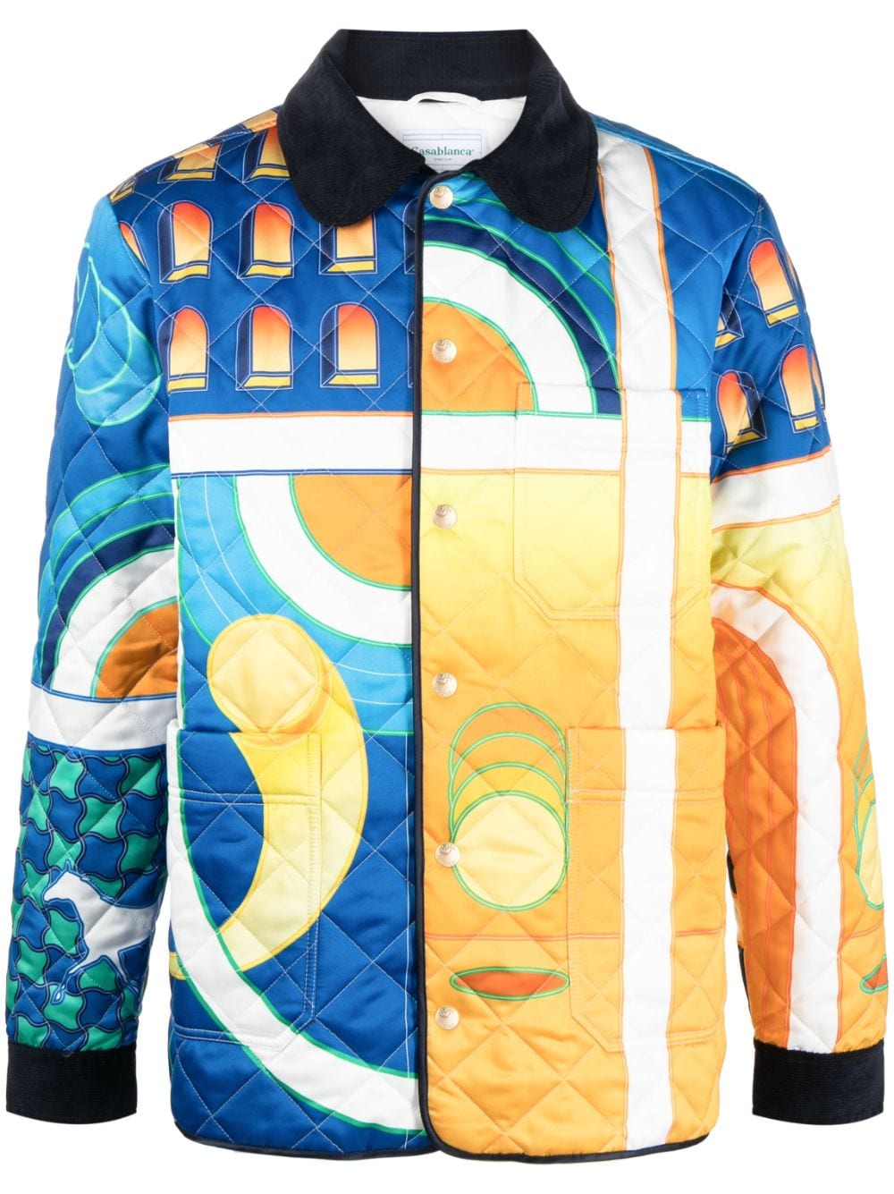 Casablanca Paysage-print quilted jacket - Blue von Casablanca