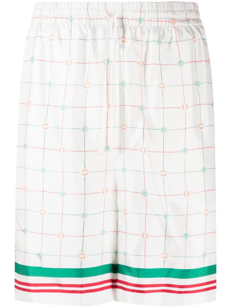 Casablanca Tennis Club check-print silk shorts - White von Casablanca