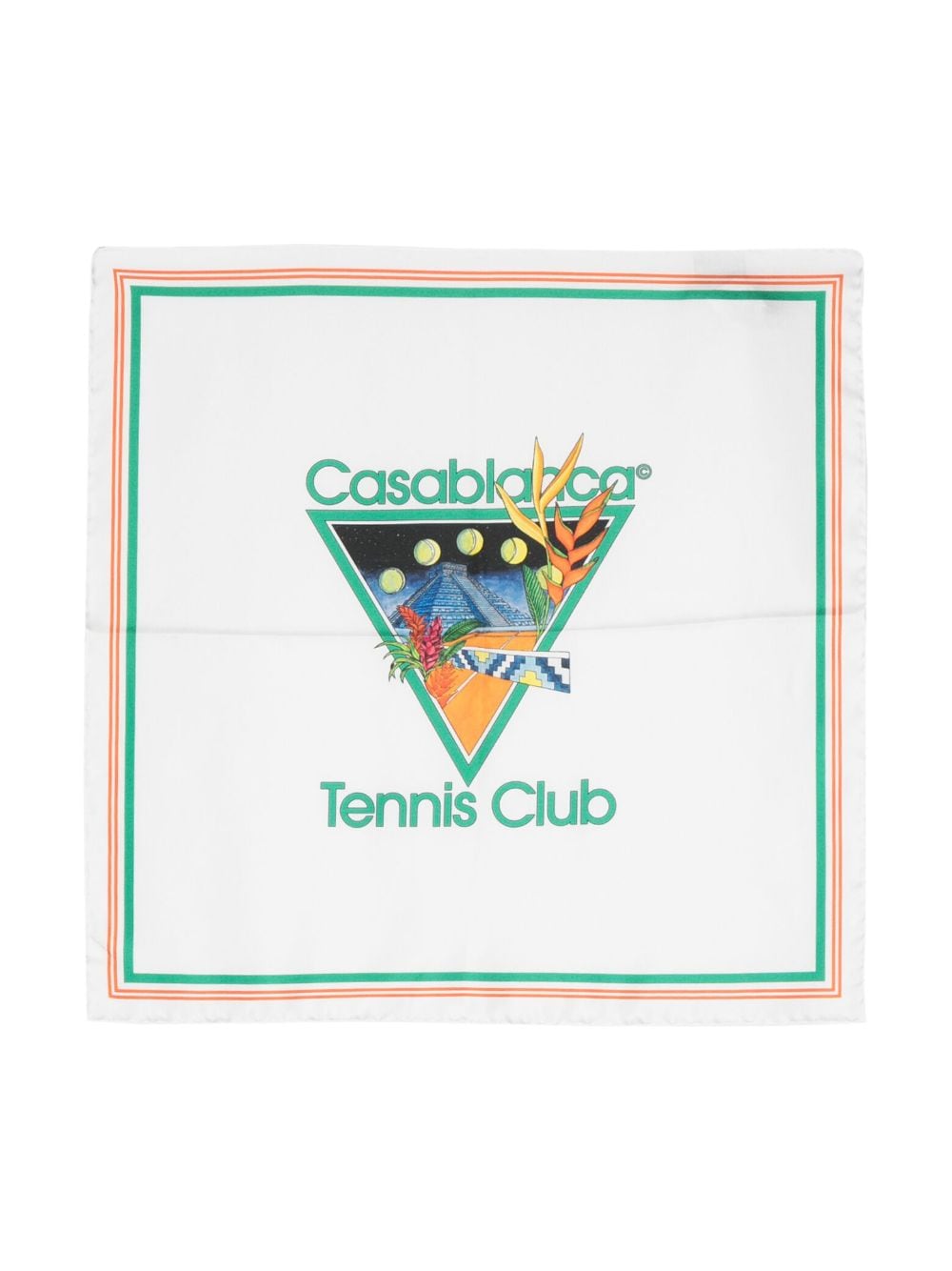 Casablanca Tennis Club square silk scarf - White von Casablanca