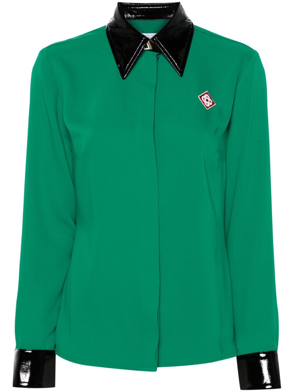 Casablanca contrast-collar crepe shirt - Green von Casablanca