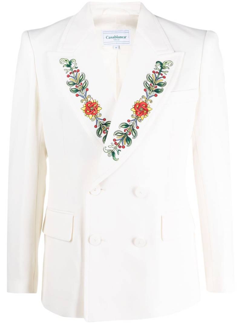 Casablanca embroidered double-breasted blazer - White von Casablanca