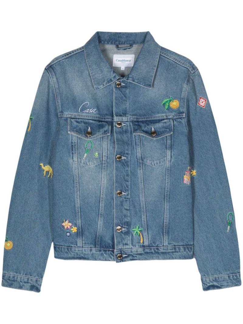 Casablanca embroidered motif denim jacket - Blue von Casablanca