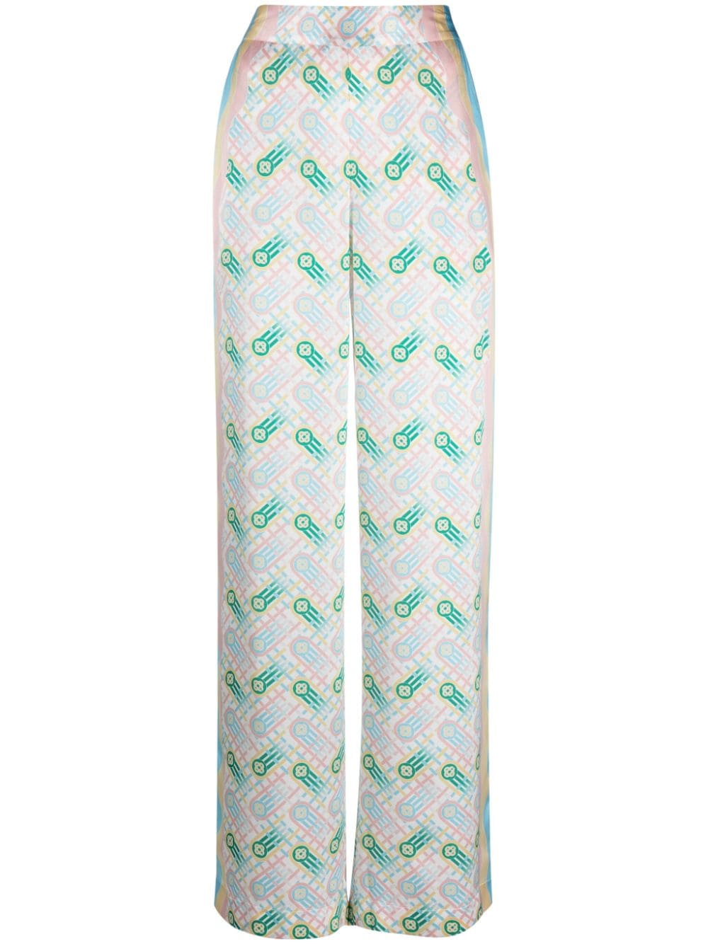 Casablanca graphic-print straight-leg silk trousers - Blue von Casablanca